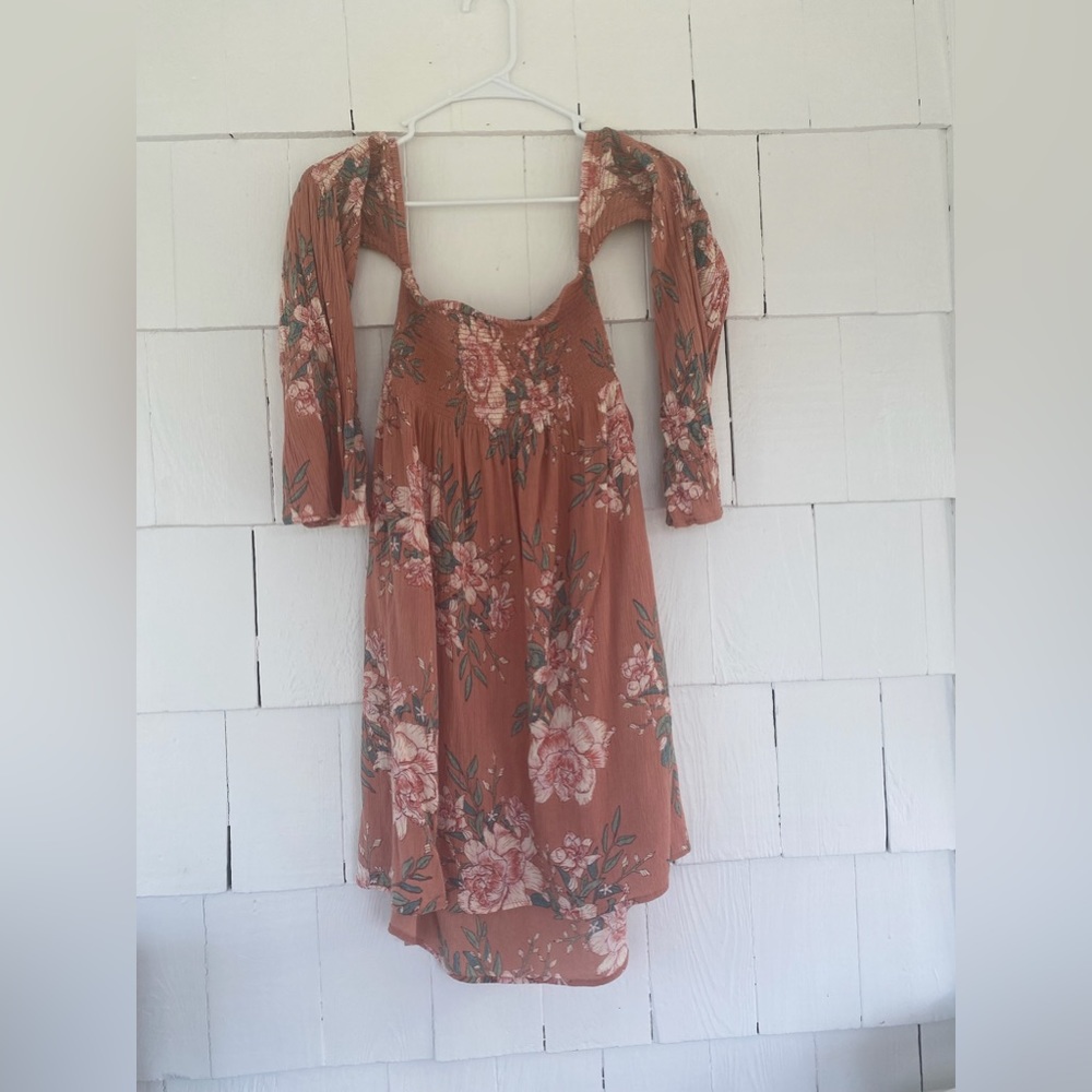 Billabong strapless mini dress with sleeves